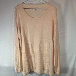 Cato Est 1946 Womens 18W 20W Peach Round Neck Long Sleeves‎ Pullover Sweater